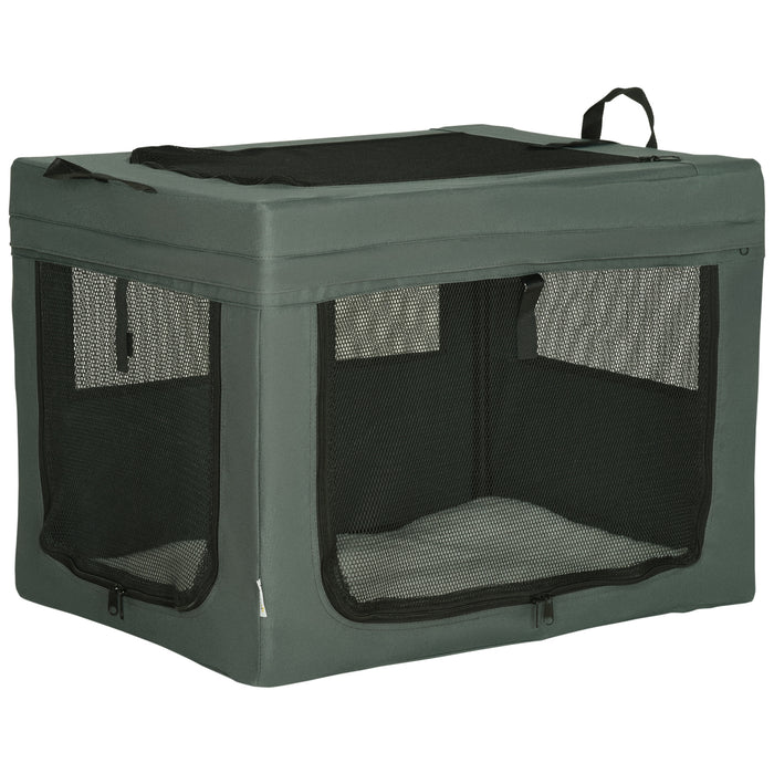 PawHut Pet Carrier, Portable Cat Carrier, Foldable Dog Bag for Miniature and Small Dogs, 69 x 51 x 51 cm, Grey