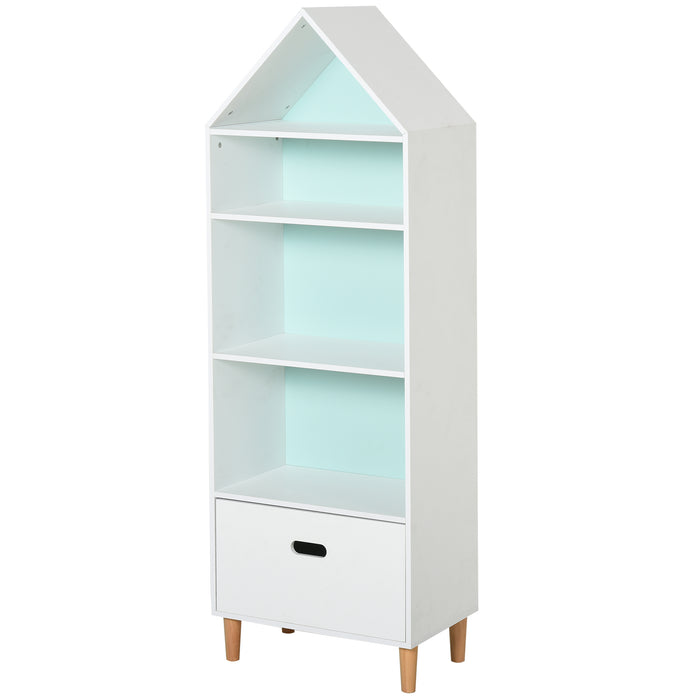 Kids MDF 5-Tier Bookshelf w/ Drawer White/Blue