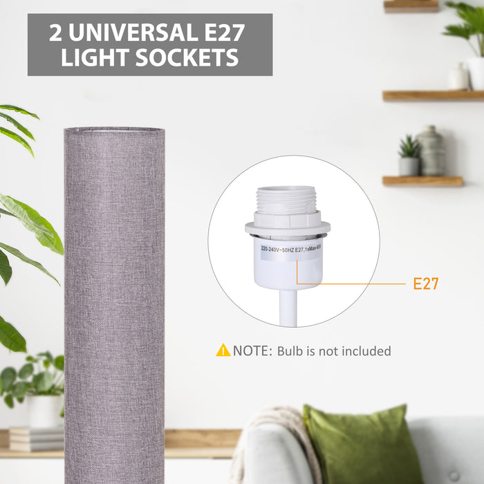 120H cm Wooden Base Fabric Floor Lamp with Linen Fabric, Grey