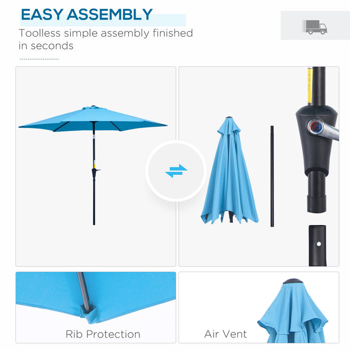 2.7M Patio Tilt Umbrella Sun Parasol Outdoor Garden Sun Shade Aluminium Frame with Crank???Blue???