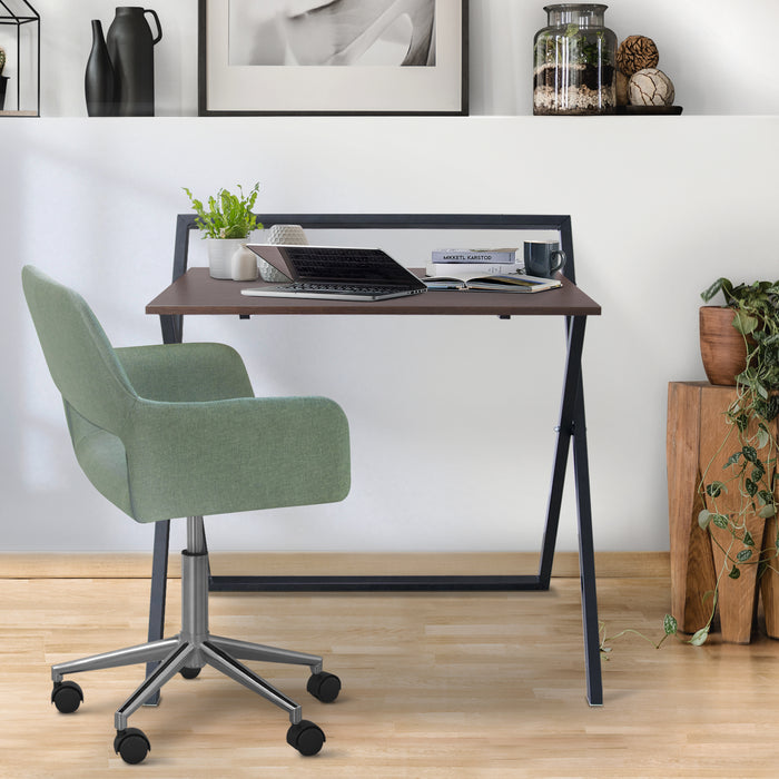 34" Modern Wooden Folding Home Office Study Desk Brown/Black