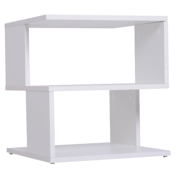 Modern Square 2 Tier Wood Coffee Side Table Storage Shelf Rack Living Room White