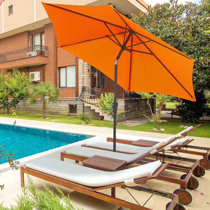 2.7M Patio Tilt Umbrella Sun Parasol Outdoor Garden Sun Shade Aluminium Frame with Crank???Orange???