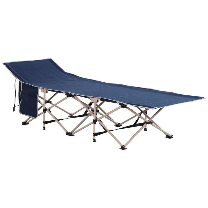 Single Person Camping Folding Cot Outdoor Patio Portable Military Sleeping Bed Travel Guest Leisure Fishing with Carry Bag, Blue